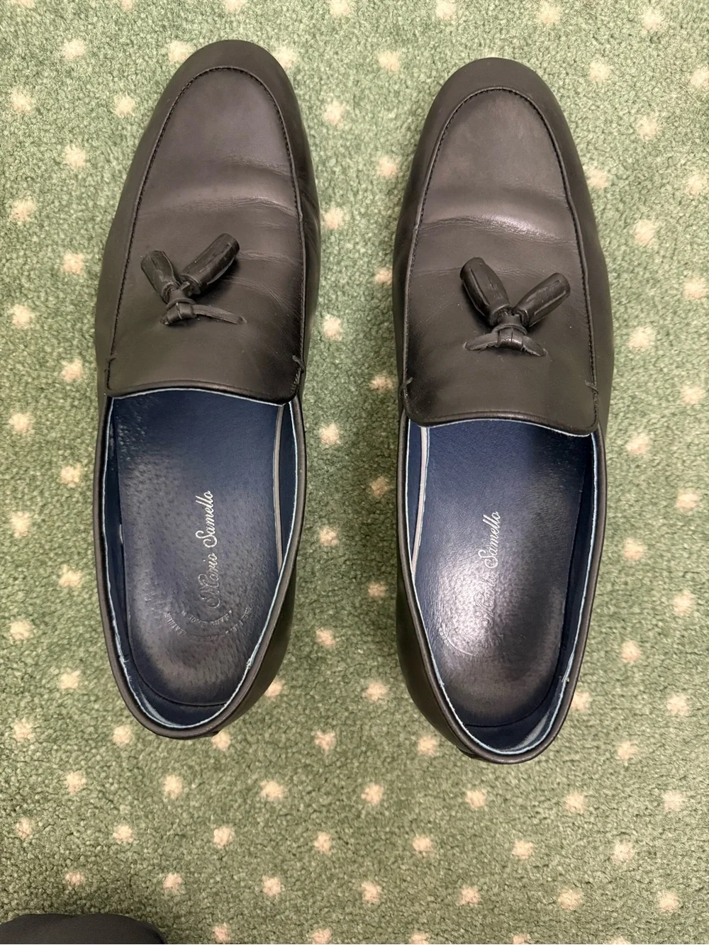 Men's Black Leather Tassel Slip-On Loafers